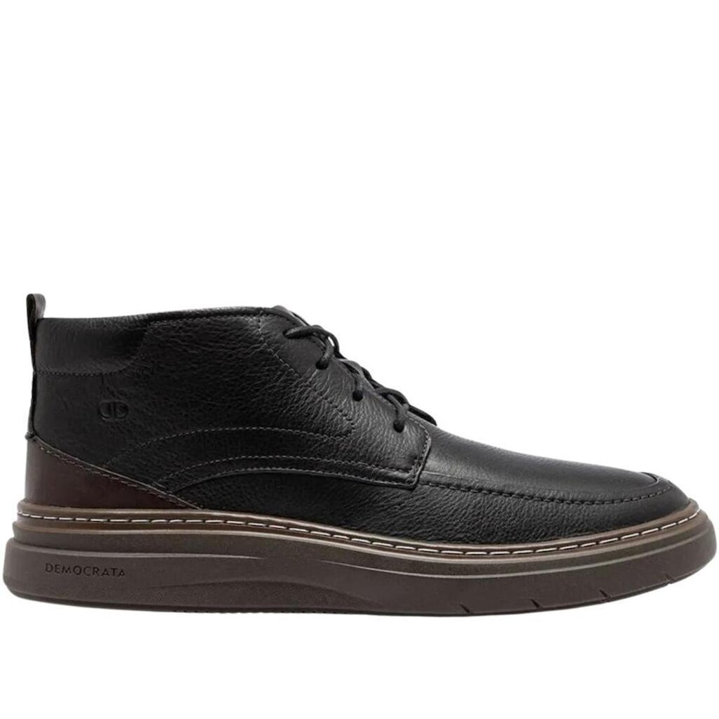 Bota Masculina Grid em Couro Democrata 240001 Preto