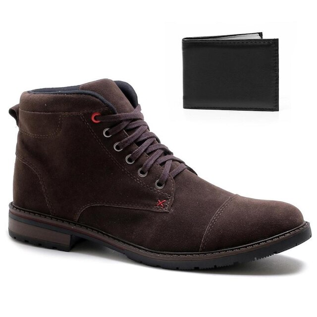 Bota Masculina Pórtice Camurça Com Carteira