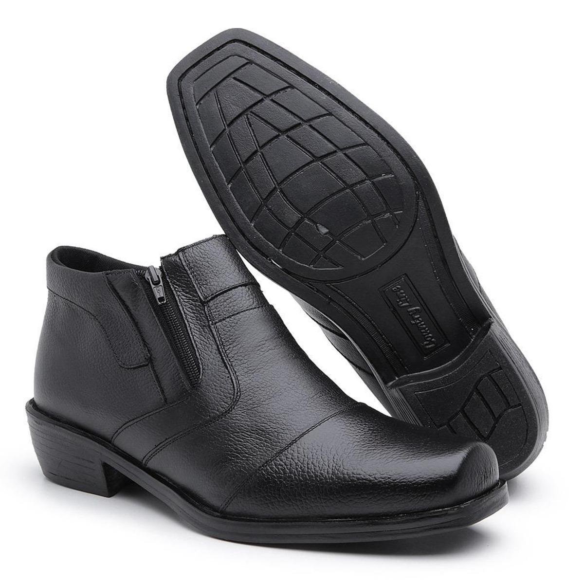 Bota Masculina Social Em Couro Legítimo Com Zíper Lateral Cano Curto Bico Quadrado Confortável Menor preço em Bota Masculina Social Em Couro Legítimo Com Zíper Lateral Cano Curto Bico Quadrado Confortável