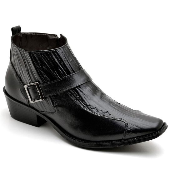 Bota Masculina Texas Reta Oposta Bico Fino - Preto