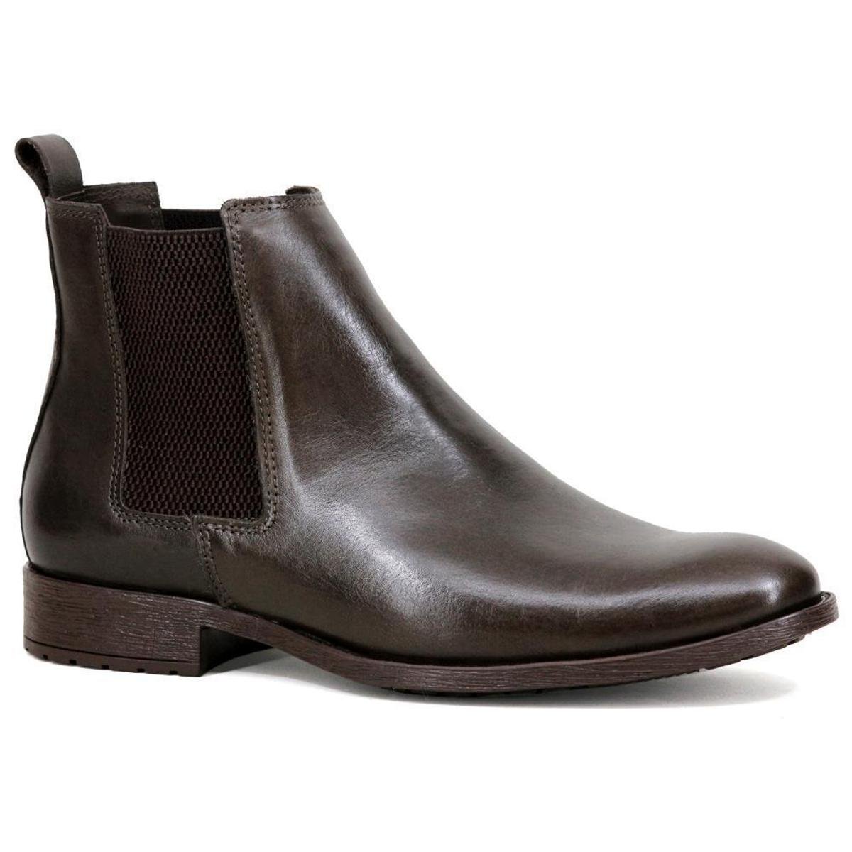 Bota masculino em couro lizo botina casual chelsea Menor preço em Bota masculino em couro lizo botina casual chelsea
