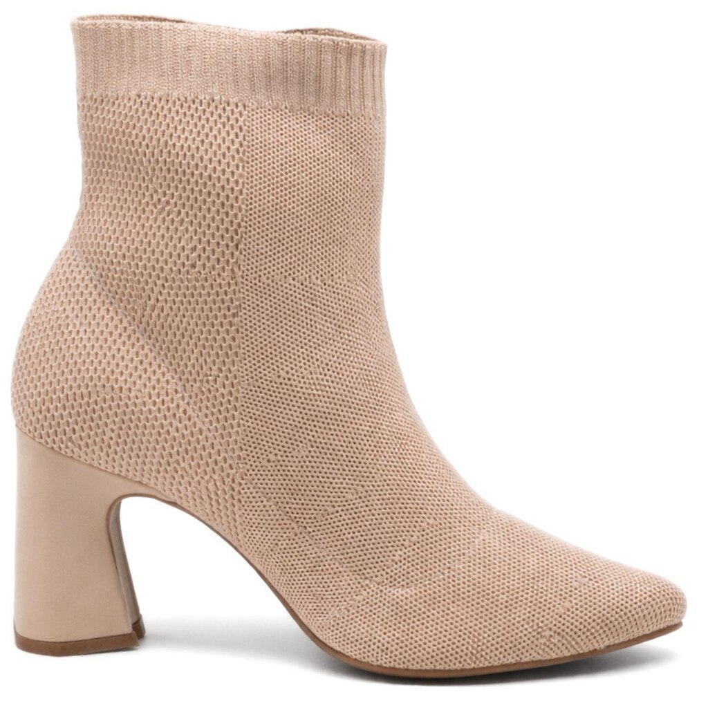 Bota Meia Leruchel Feminina Cano Curto Salto Grosso