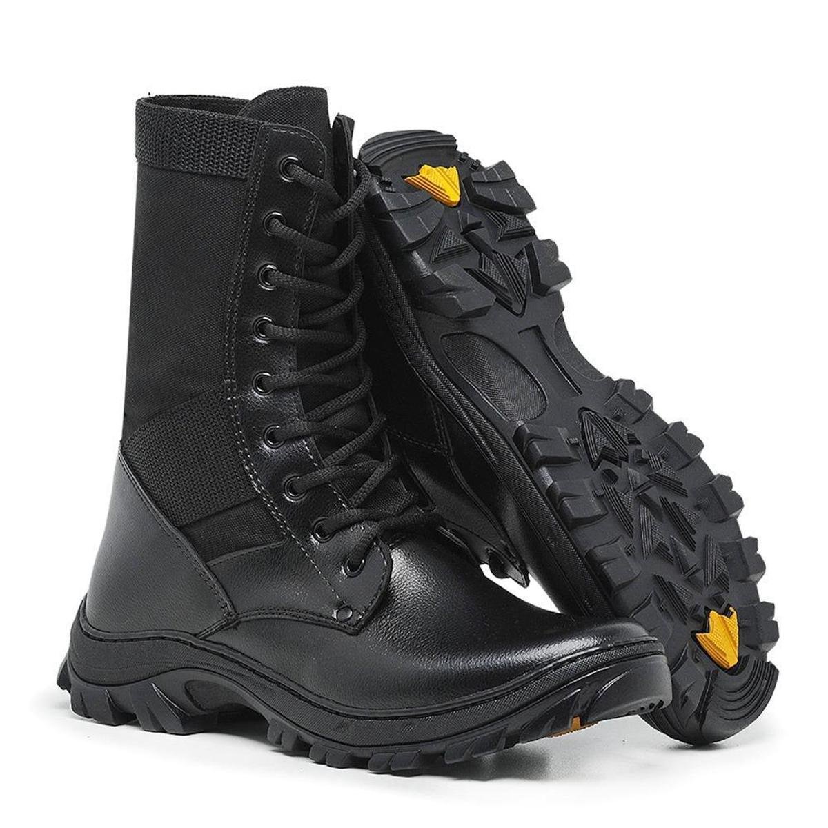 Bota Militar Coturno Masculino Tático Resistente Confortável - Preto Menor preço em Bota Militar Coturno Masculino Tático Resistente Confortável - Preto