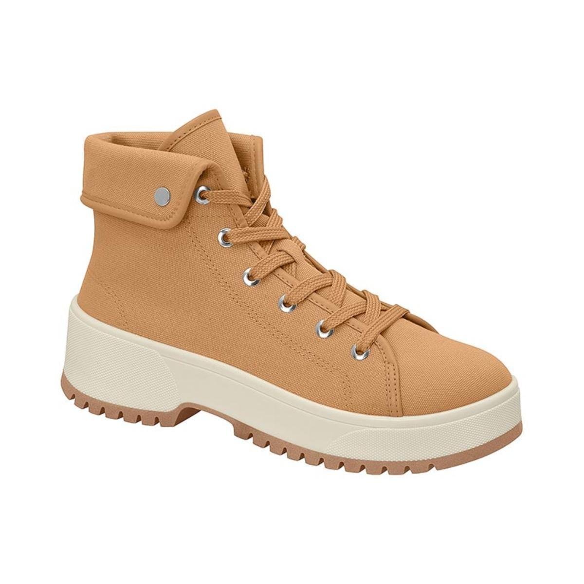 Bota Moleca Coturno Lona Feminino - Areia Menor preço em Bota Moleca Coturno Lona Feminino - Areia