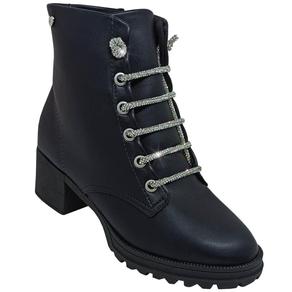 Bota Molekinha Infantil Coturno ziper lateral Brilho strass