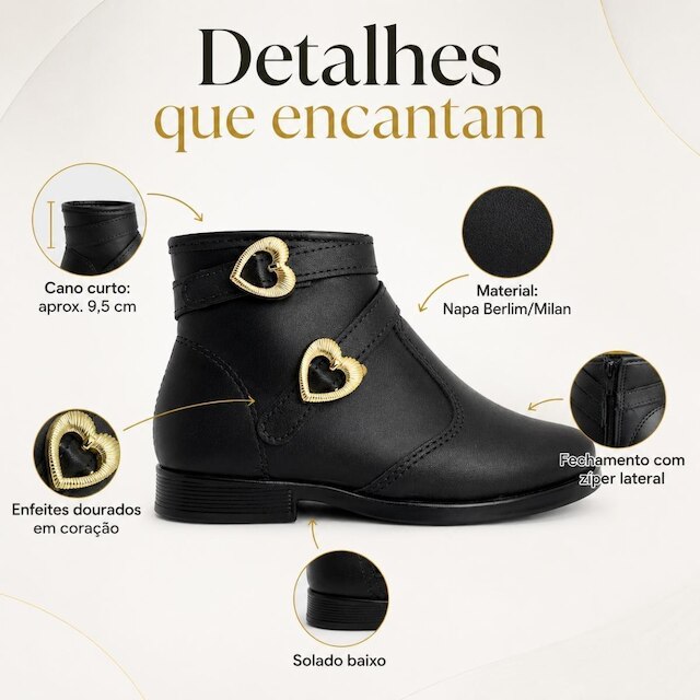 Bota Molekinha Infantil Feminina Napa Berlim Milan Confortável