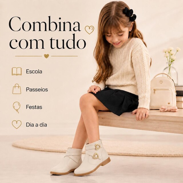 Bota Molekinha Infantil Feminina Napa Berlim Milan Confortável