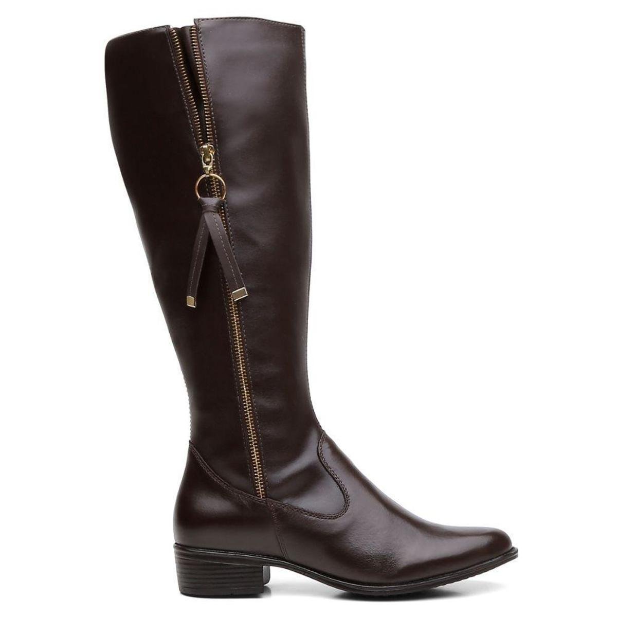 Bota Montaria Couro Feminino Cano Alto Zíper Lateral Moda Inverno Elegante Salto Baixo Menor preço em Bota Montaria Couro Feminino Cano Alto Zíper Lateral Moda Inverno Elegante Salto Baixo