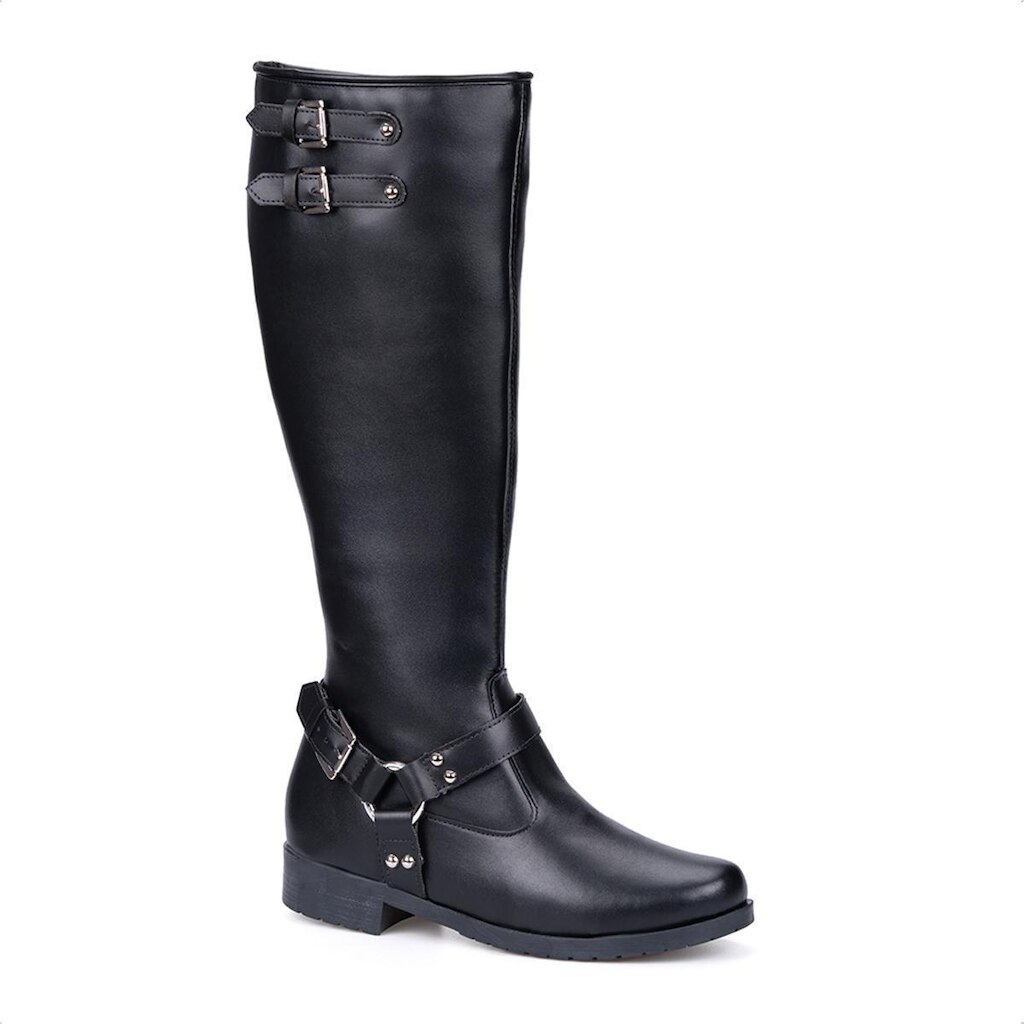 Bota Montaria Feminina Cano Alto Tratorada Fivelas Biker Rasteira Domidona