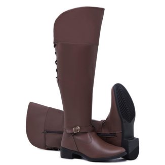 Bota Montaria Feminina Kit 2 Peças Over Casual Confortável Com Zíper E Cadarço