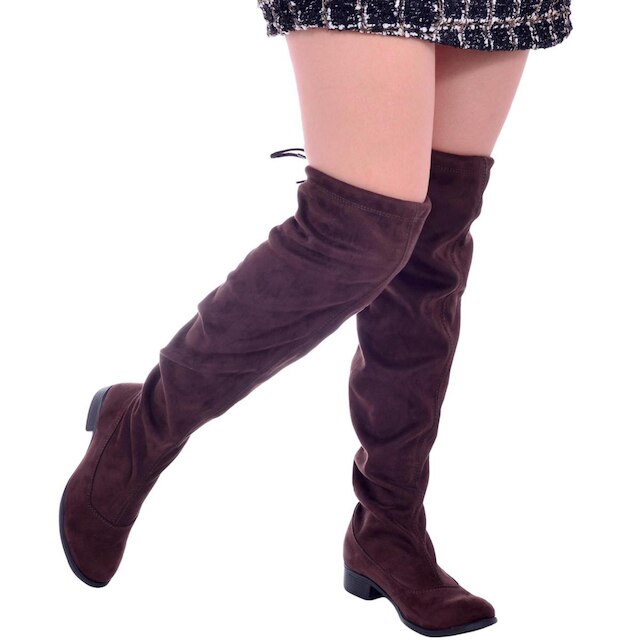 Bota Montaria Feminina Over The Knee Cano Longo Acima Do Joelho Salto Baixo