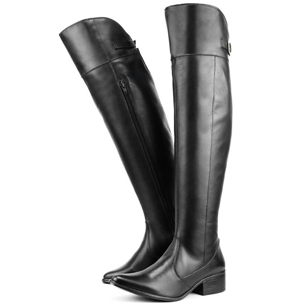 Bota Montaria Feminina Over The Knee em Couro com Zíper