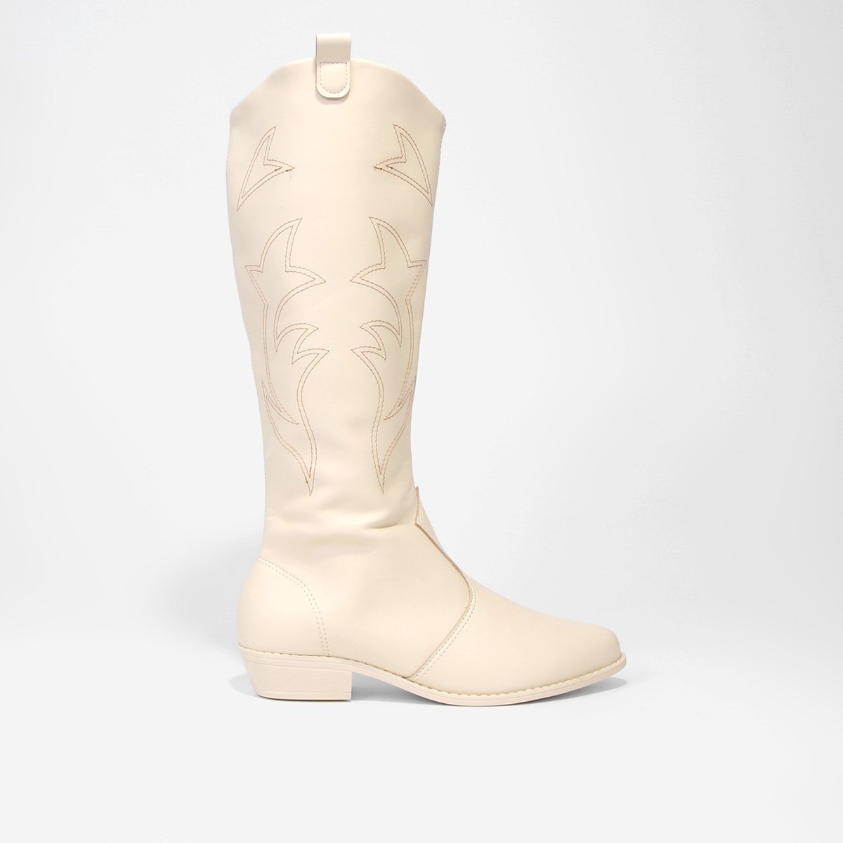 Bota Montaria Moleca Bordada Zíper Feminina - Creme Menor preço em Bota Montaria Moleca Bordada Zíper Feminina - Creme
