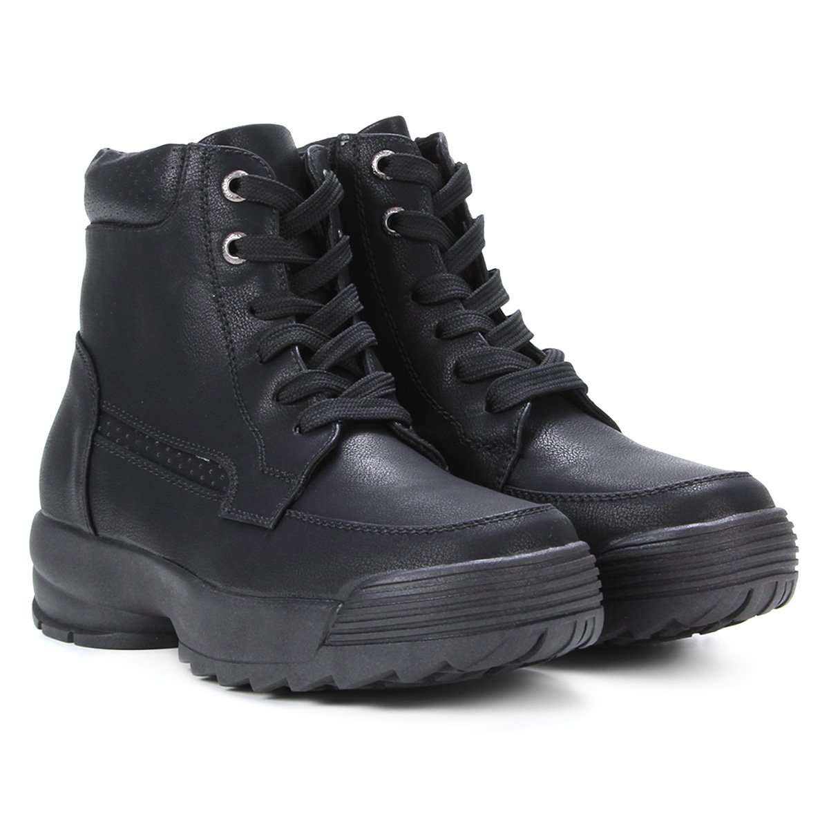 Bota Mooncity Coturno Adventure Cano Médio - Preto Menor preço em Bota Mooncity Coturno Adventure Cano Médio - Preto