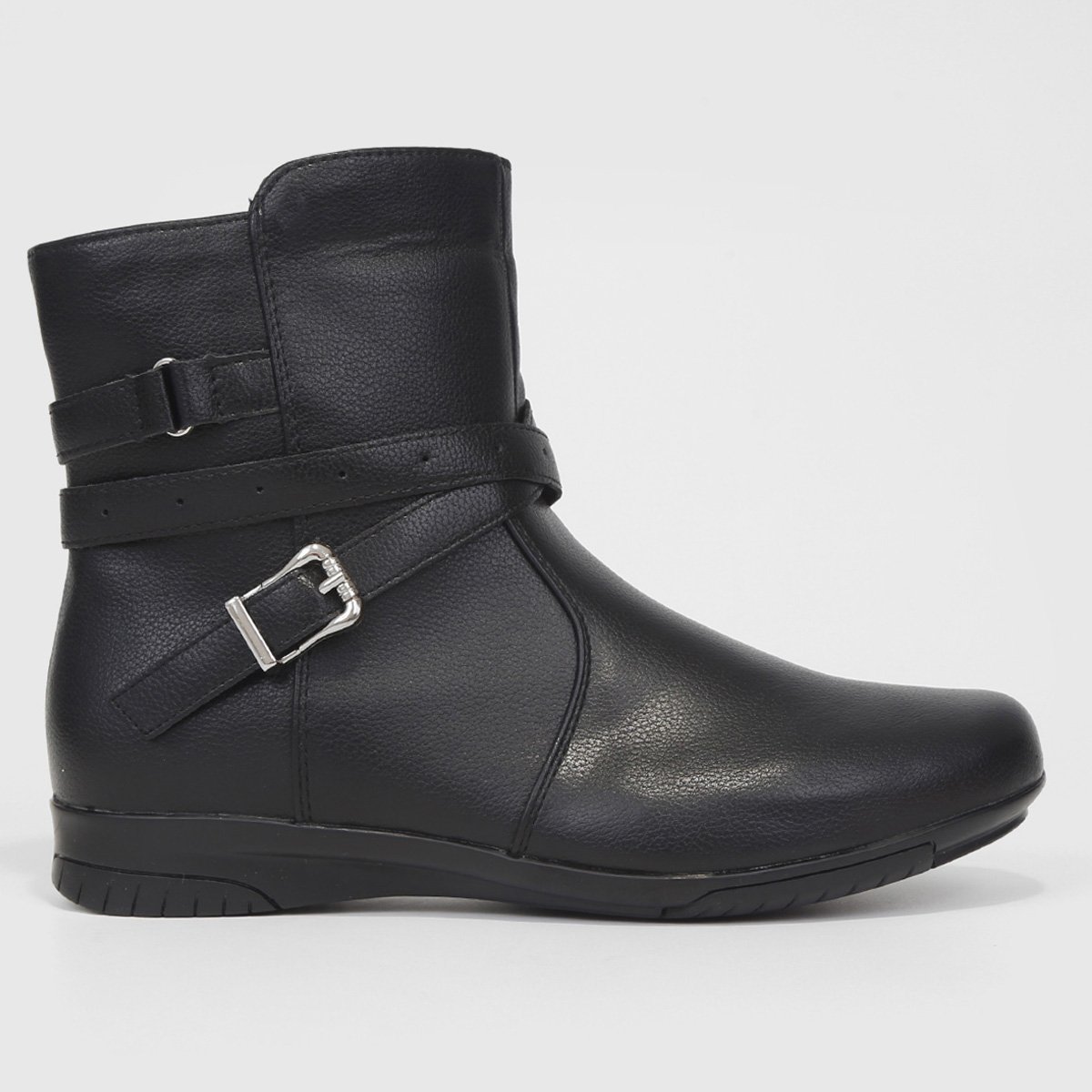 Bota Mooncity Fivela Cano Baixo Feminina - Preto Menor preço em Bota Mooncity Fivela Cano Baixo Feminina - Preto