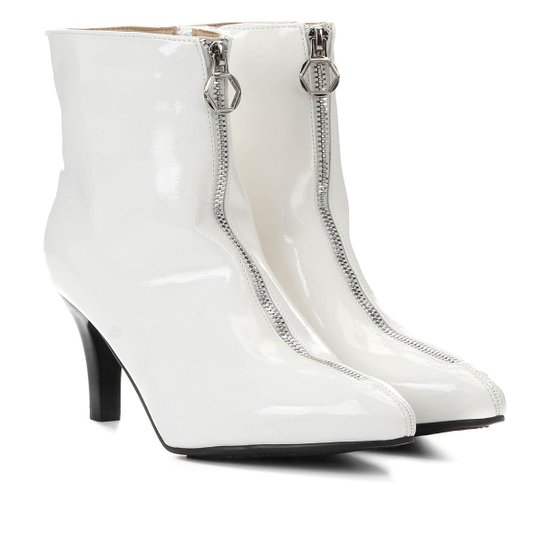Bota Mooncity Zíper Frontal Feminina - Branco