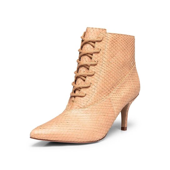 Bota Morena Rosa Cano Curto Salto Médio Com Amarração Zattini