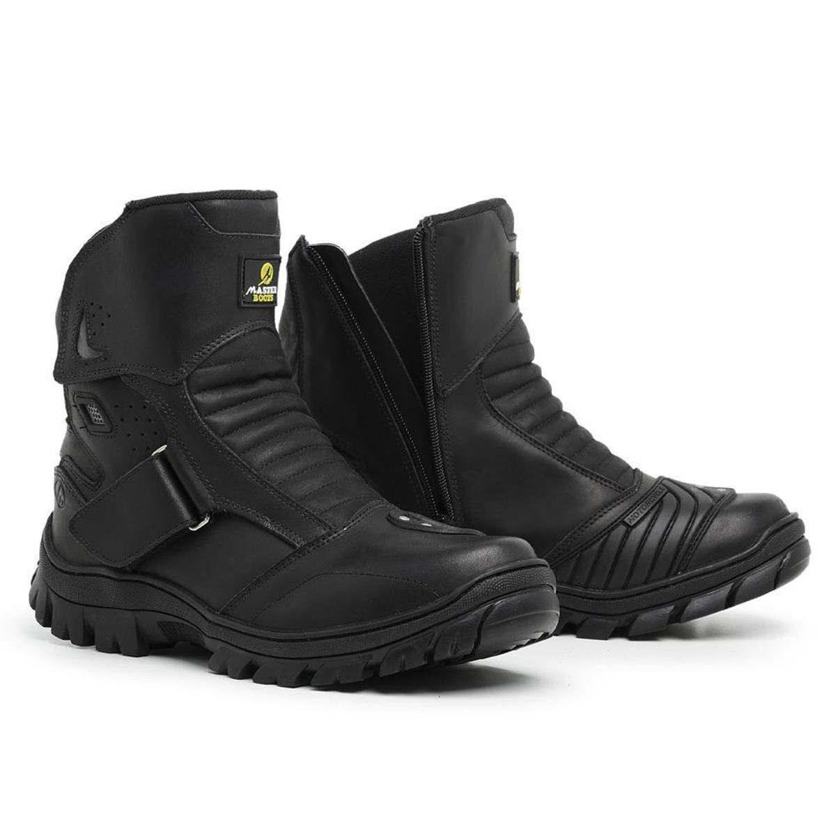Bota Motociclista de Couro Legítimo Coturno Cano Médio Moto Cor Menor preço em Bota Motociclista de Couro Legítimo Coturno Cano Médio Moto Cor