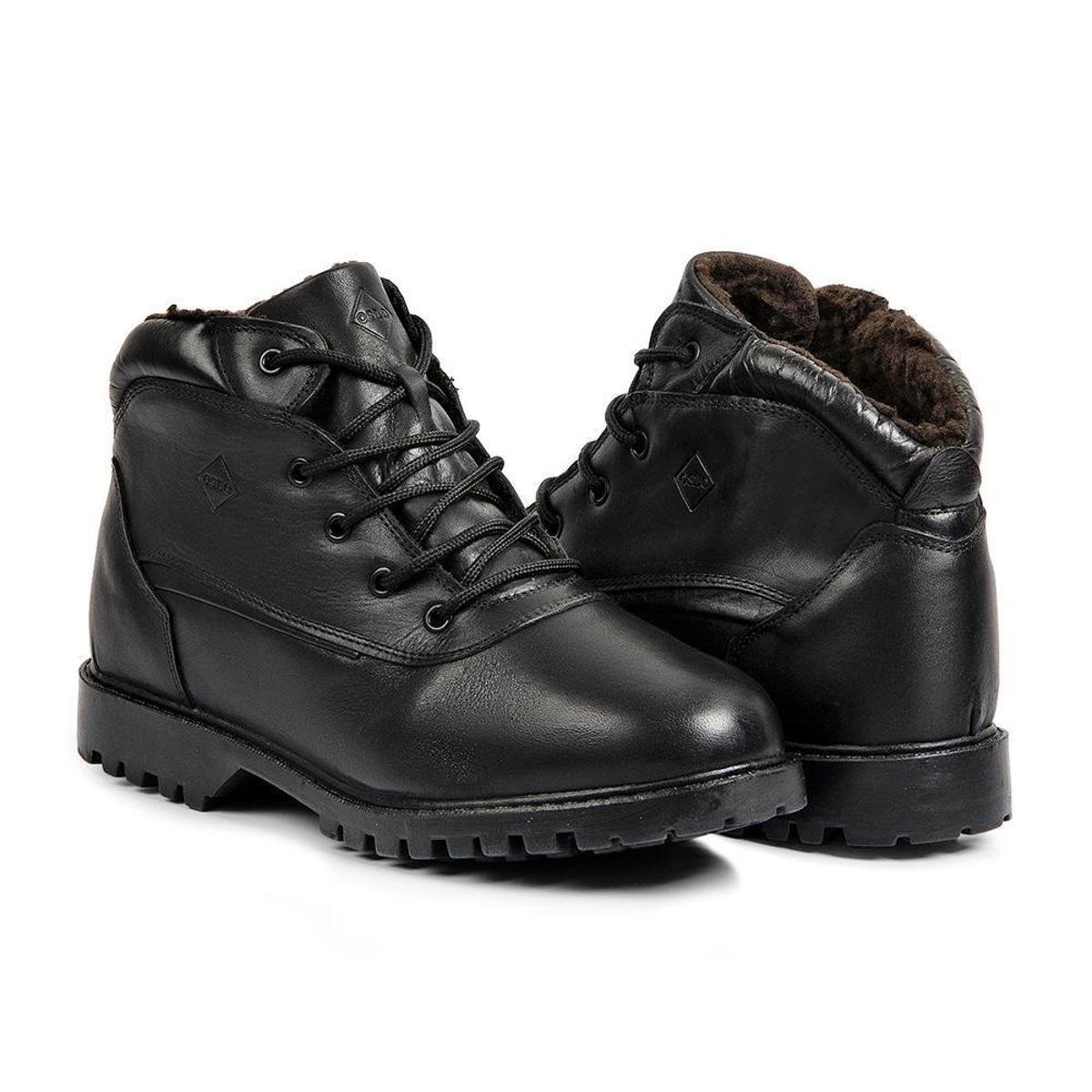 Bota Oslo Frankfurt para Neve em Couro Forrada com Lã e Impermeável Masculina - Preto Menor preço em Bota Oslo Frankfurt para Neve em Couro Forrada com Lã e Impermeável Masculina - Preto