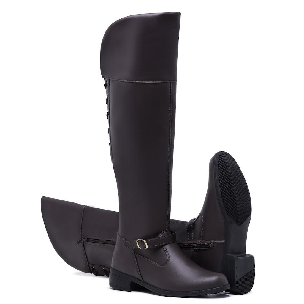 Bota Over The Knee Acima Do Joelho Salto Baixo Moderna 11503