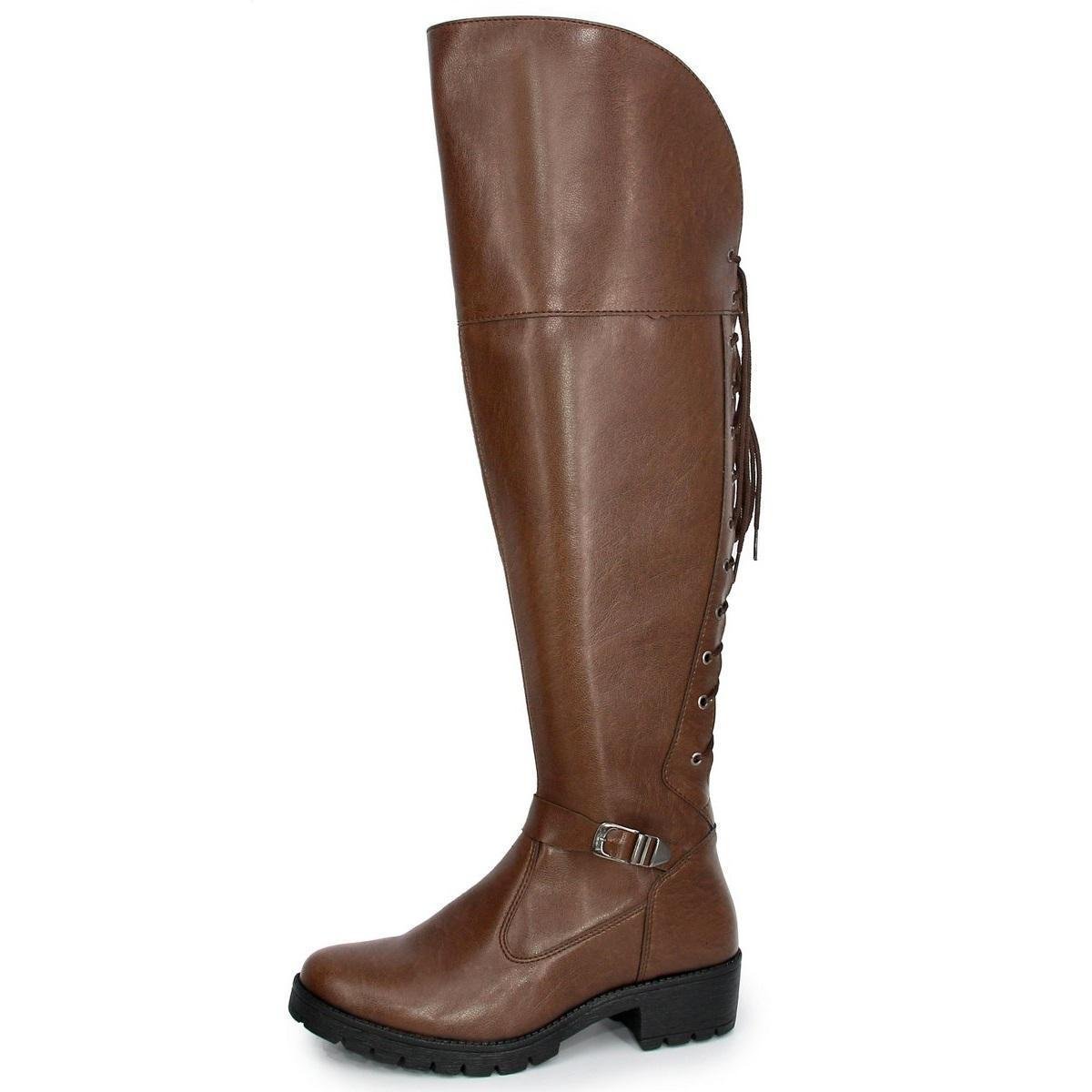 Bota Over the knee BR2 Lady Cano Longo Ajustável Feminina - Marrom Claro Menor preço em Bota Over the knee BR2 Lady Cano Longo Ajustável Feminina - Marrom Claro