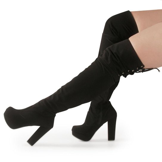 Bota Over The Knee Modarpe Salto Alto Grosso Meia Pata Feminina C9