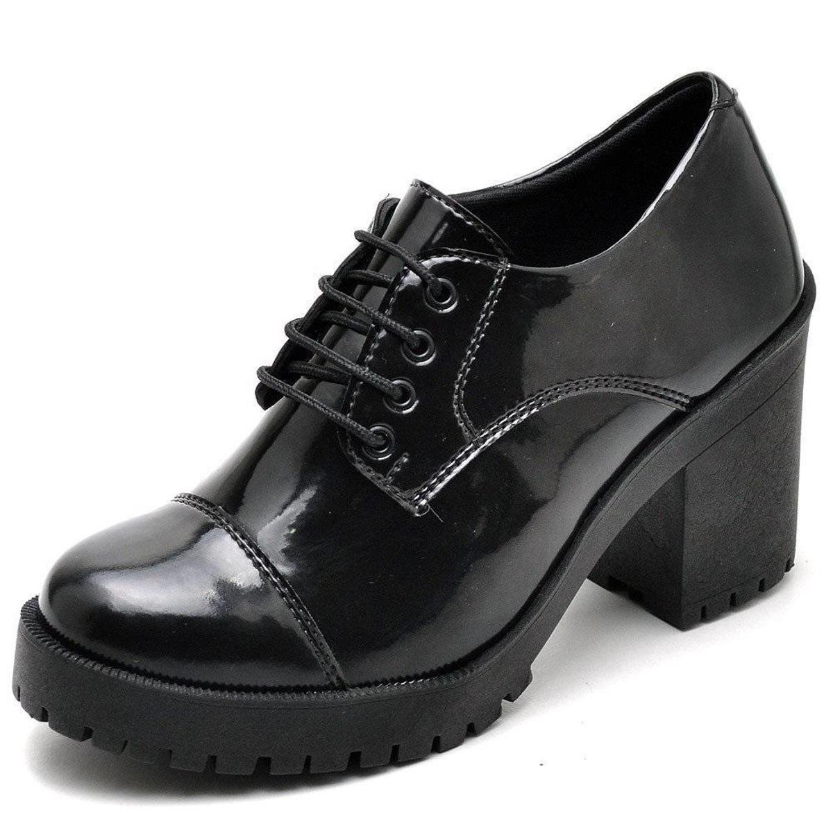 Bota Oxford Tratorada Feminina Salto Alto Grosso Cano Curto Com Cadarço - Preto é ruim? Bota Oxford Tratorada Feminina Salto Alto Grosso Cano Curto Com Cadarço - Preto é boa?