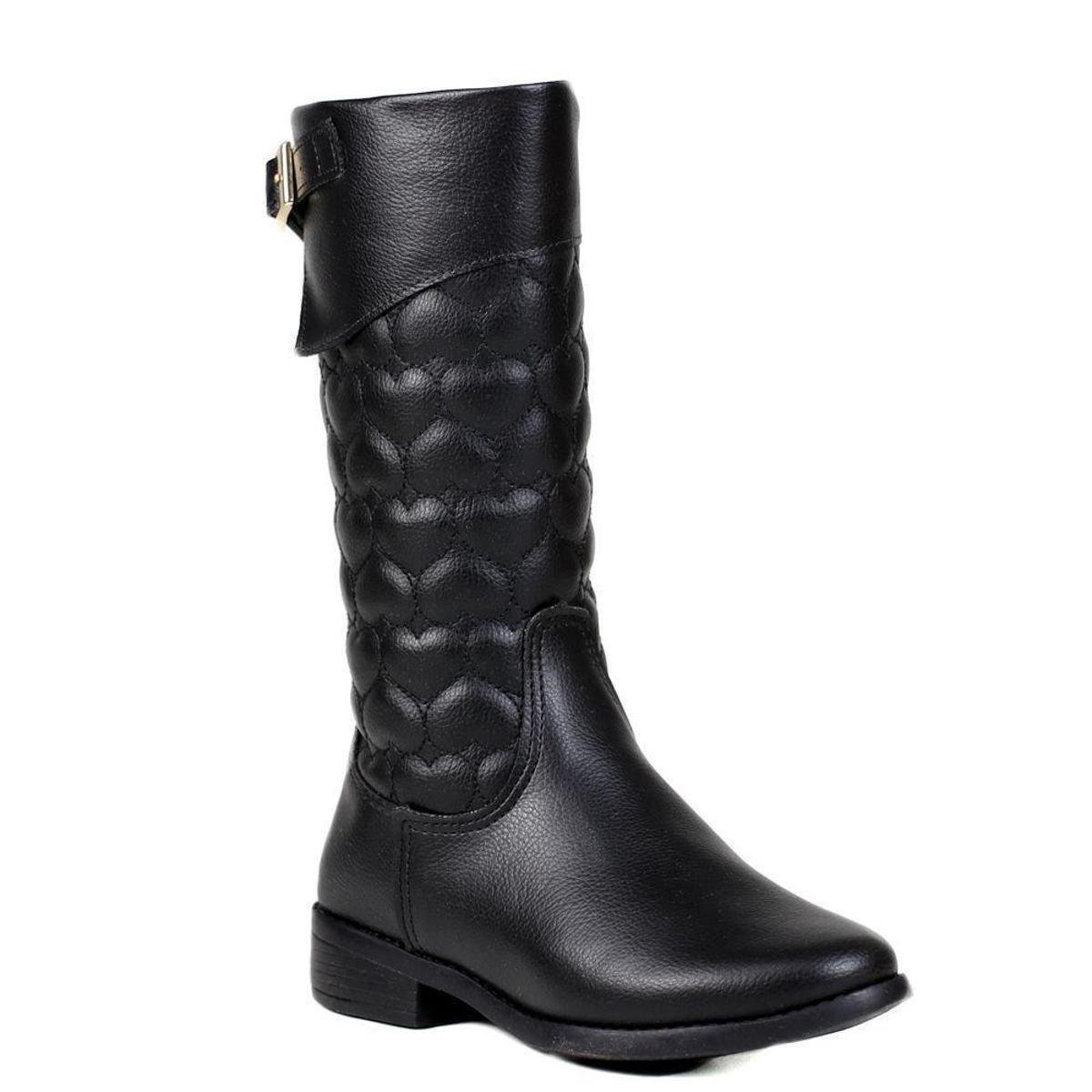 Bota Pampili Infantil Cano Alto Feminina - Preto Menor preço em Bota Pampili Infantil Cano Alto Feminina - Preto