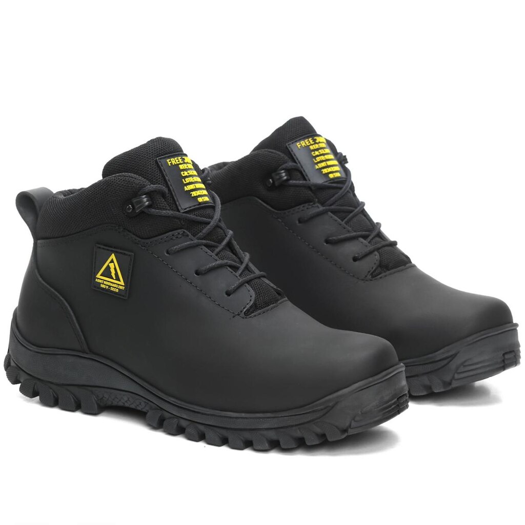 Bota Para Proteção Eletricista Free Jump em Couro Legítimo e Palmilha Gel com CA e EPI