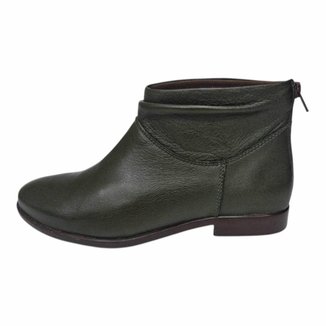 Bota Pattini em Couro Ziper Traseiro Verde Militar 34