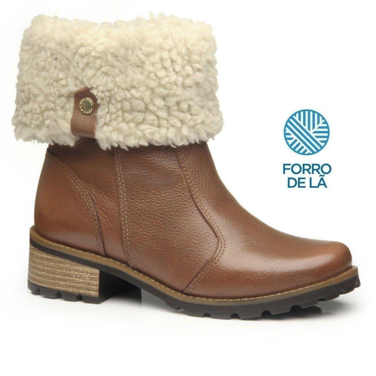 Bota Pegada Em Couro Forrada Feminina 281492 - Marrom Escuro Menor preço em Bota Pegada Em Couro Forrada Feminina 281492 - Marrom Escuro