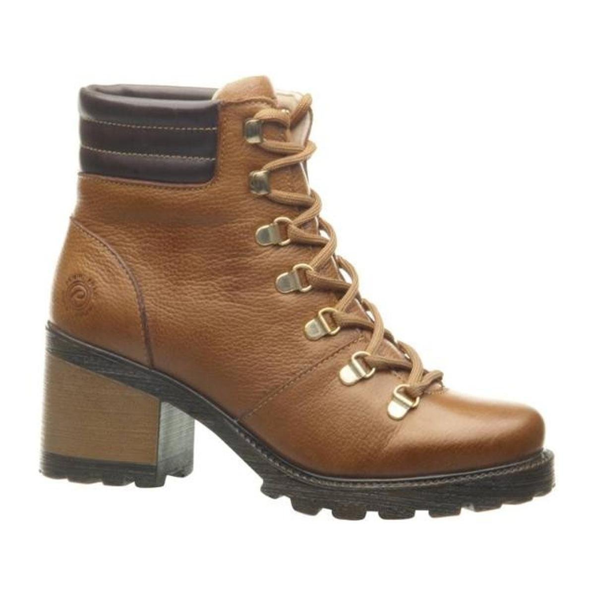 Bota Pegada Salto Grosso Couro Feminina - Caramelo | Zattini
