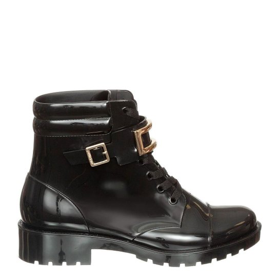 Bota Petite Jolie Coturno Tratorado Feminina - Preto