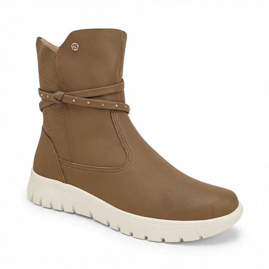 Bota Piccadilly Cano Medio Salto Baixo 950055 Feminina - Mascavo
