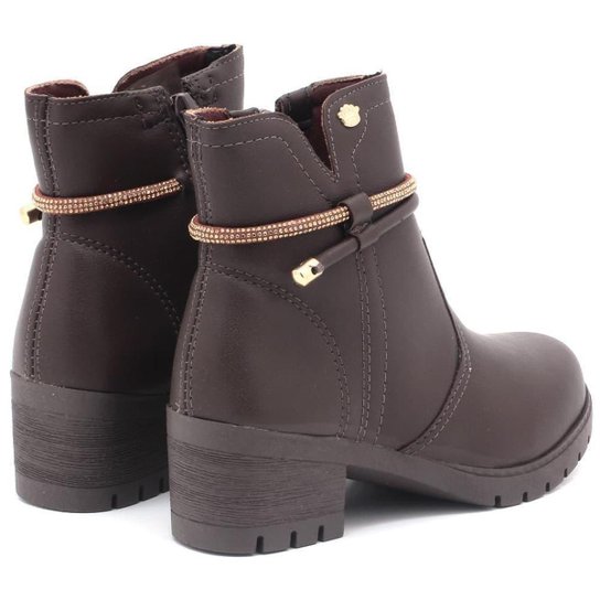 Bota Pink Cats Salto Bloco Cano Curto Brilho Menina V2531