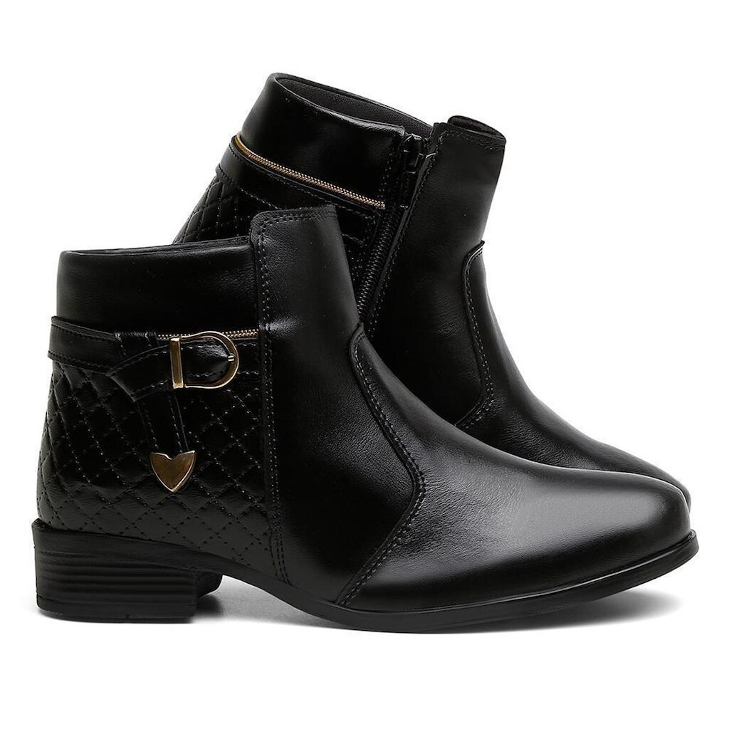 Bota Preta Feminina Cano Curto Solado Antiderrapante Coturno Casual Botinha Inverno