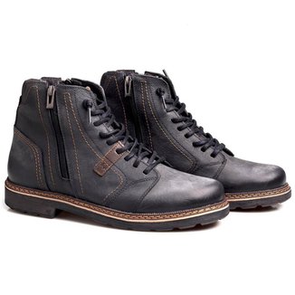Bota Rafarillo Coturno Masculina Couro Aumenta Altura Lisa