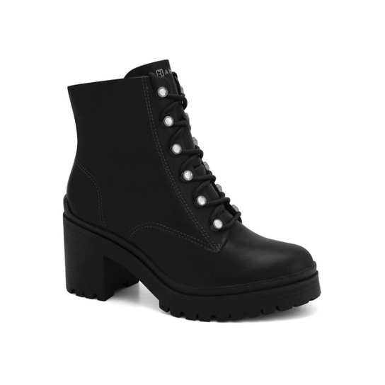 Bota Ramarim 2450103-4 Coturno Salto Grosso Tratorado Feminino