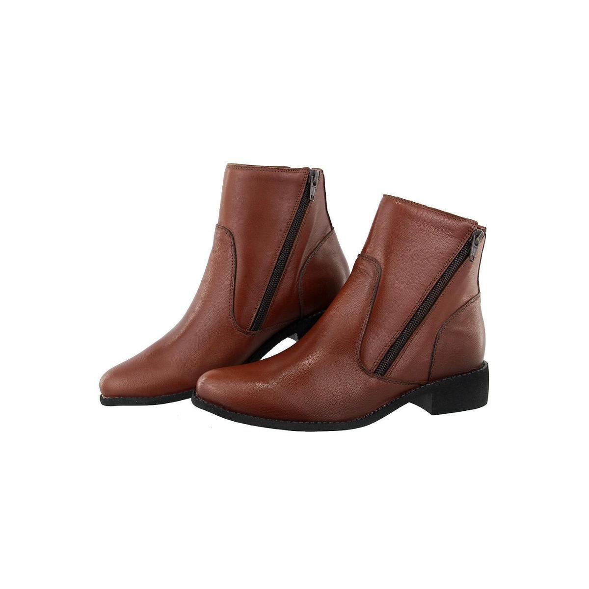 Bota Recortes Casual Feminina Em Couro Maria Paula - Marrom Menor preço em Bota Recortes Casual Feminina Em Couro Maria Paula - Marrom