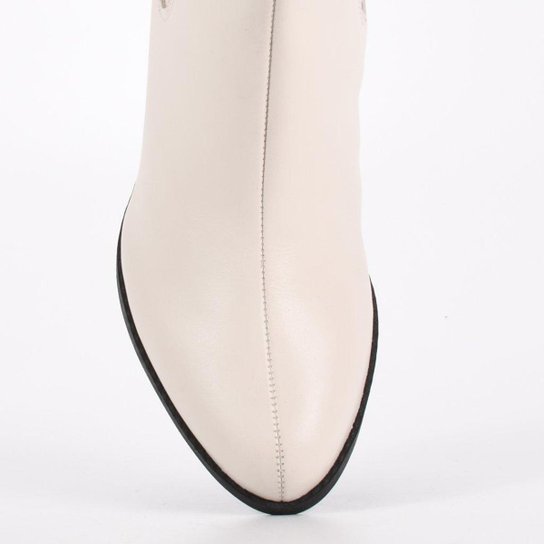 Bota Salto Bloco em Couro Off White Loucos e Santos