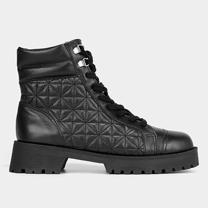 Bota Shoestock Couro Coturno Matelassê Tratorado Feminina - Feminino