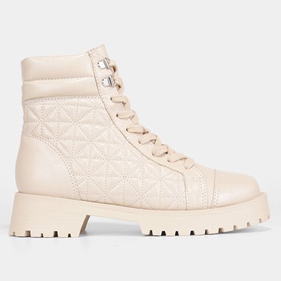 Bota Shoestock Couro Coturno Matelassê Tratorado Feminina - Feminino