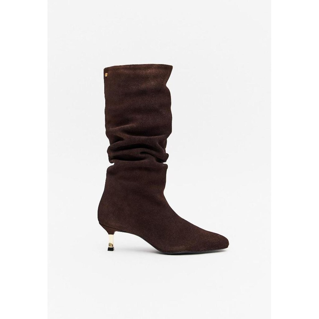 Bota Slouch Couro Cano Alto Salto Baixo