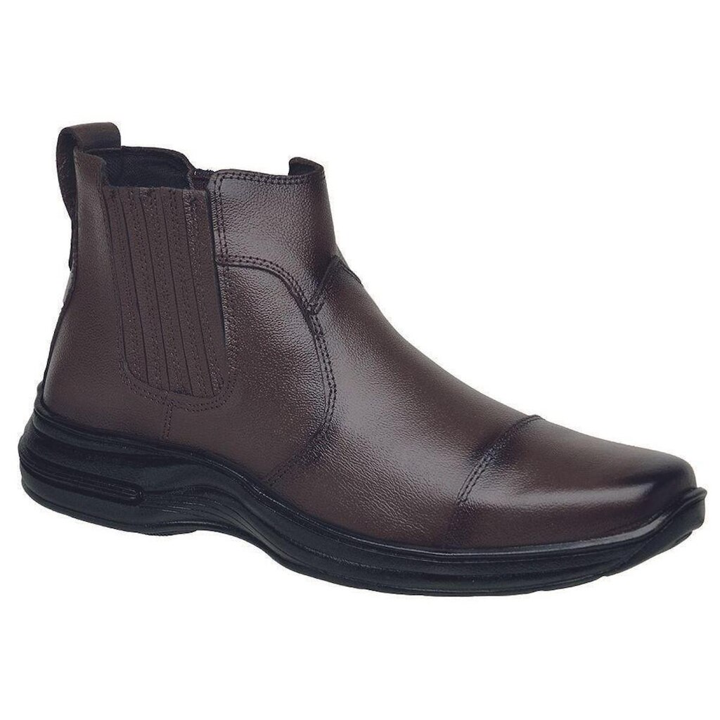 Bota Social em Couro Ortopédica Masculina Botina Conforto