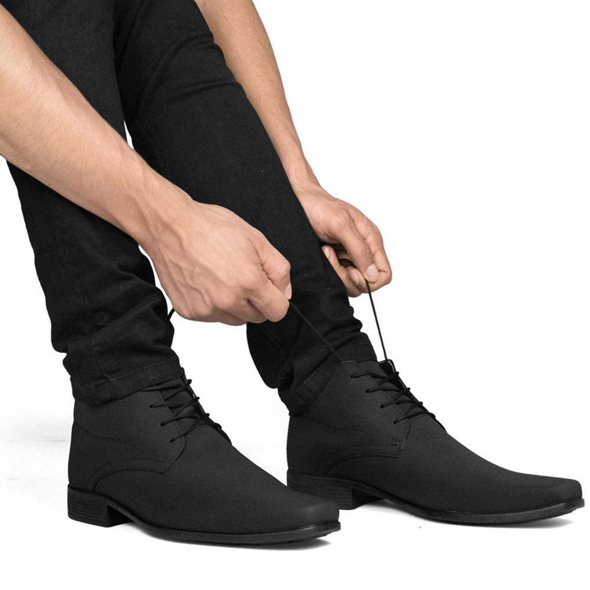 Bota Social Masculina Camila Nicacio Cano Médio Nobuck Bico Fino Quadrado Slim Menor preço em Bota Social Masculina Camila Nicacio Cano Médio Nobuck Bico Fino Quadrado Slim