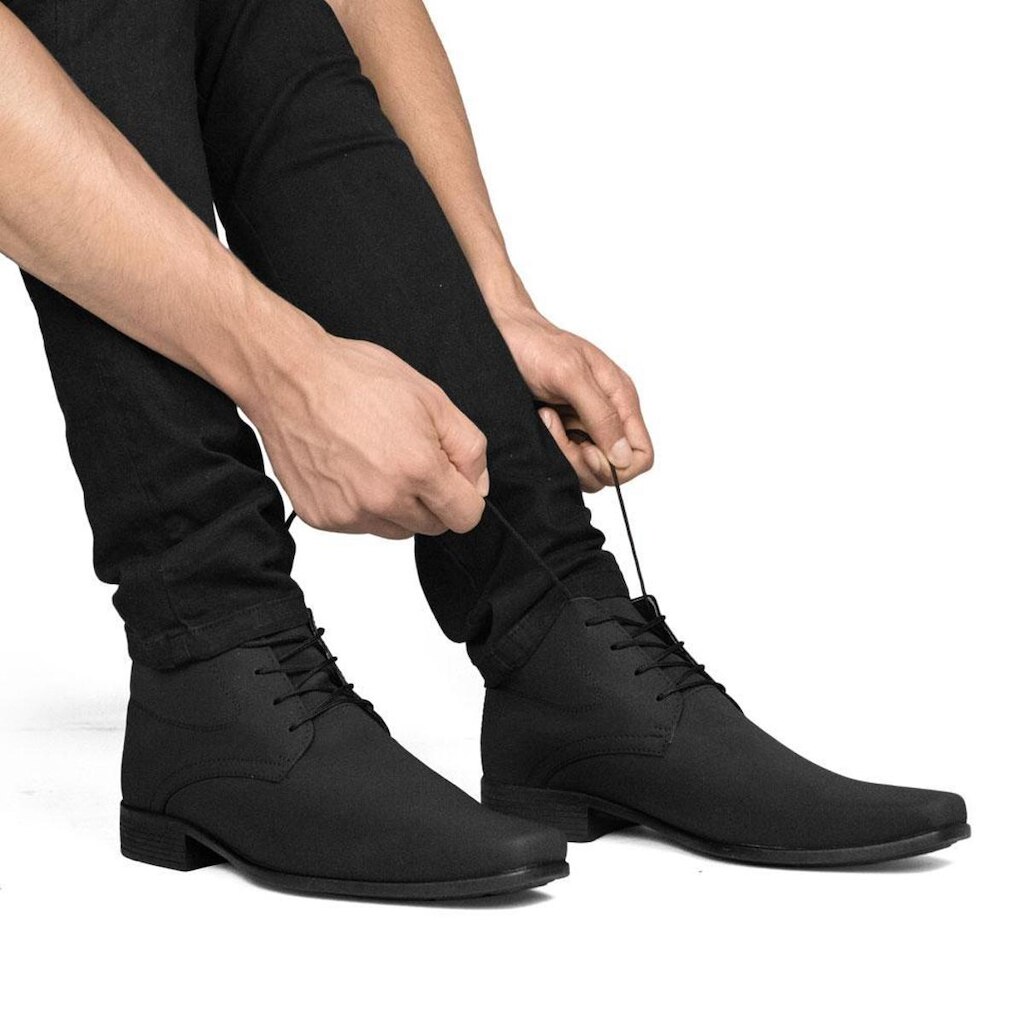 Bota Social Masculina Cano Baixo em Nobuck Acabamento Moderno Dêgrade