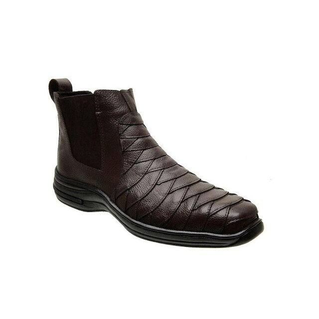 bota social masculino de couro legitimo casual ortopedica confortavel