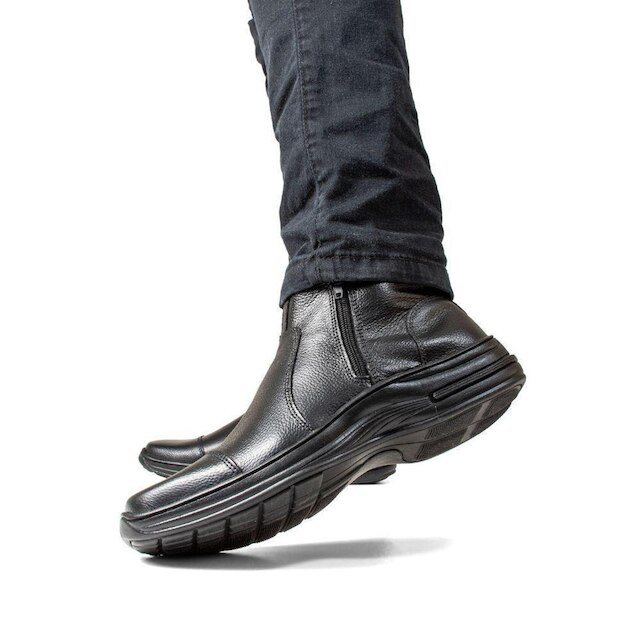 Bota Social Ortopédica de Couro Botina Masculina Confortável