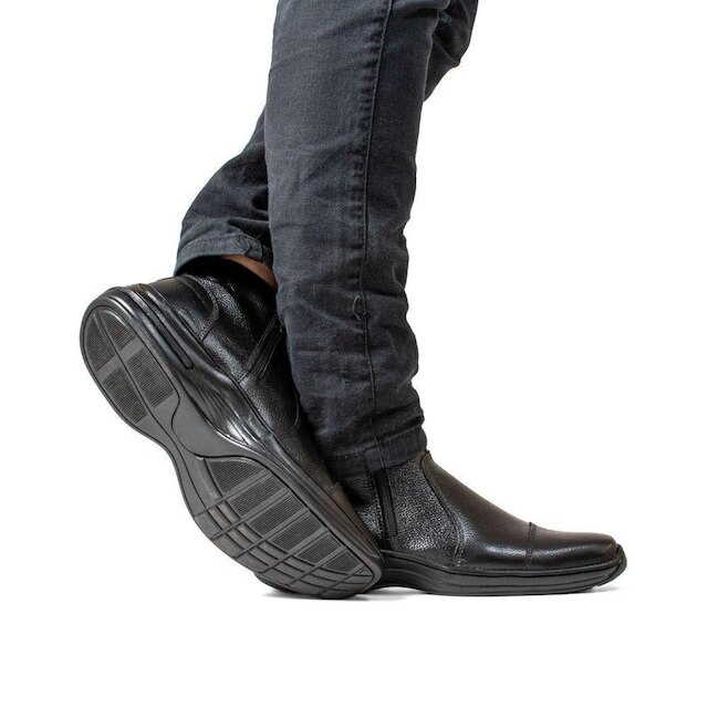 Bota Social Ortopédica de Couro Botina Masculina Confortável