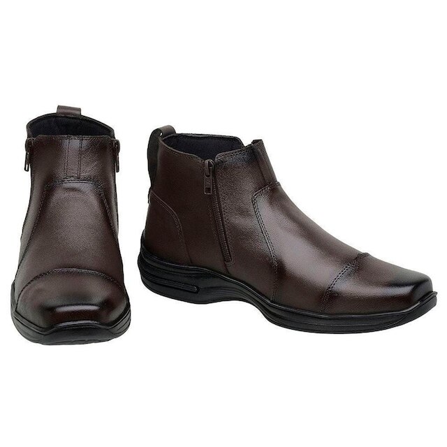 Bota Social Ortopédica de Couro Botina Masculina Confortável